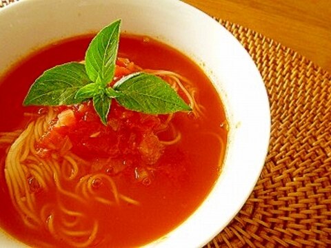 フレッシュトマトの旨味が詰ったトマトスープ素麺★